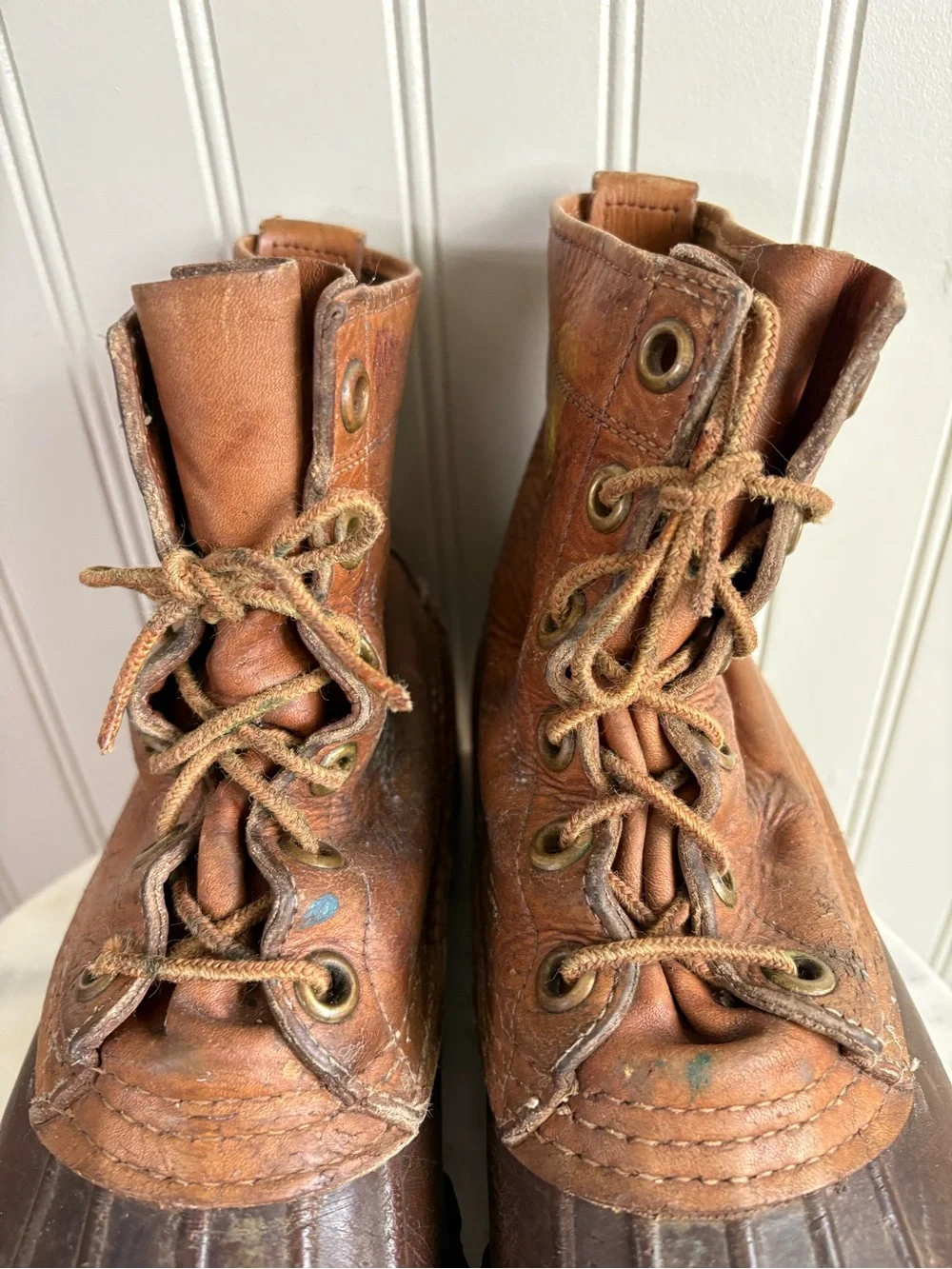 True Vintage LL Bean Leather Duck Boots Men’s 8 Brown circa 1950s-1960s VTG Boho